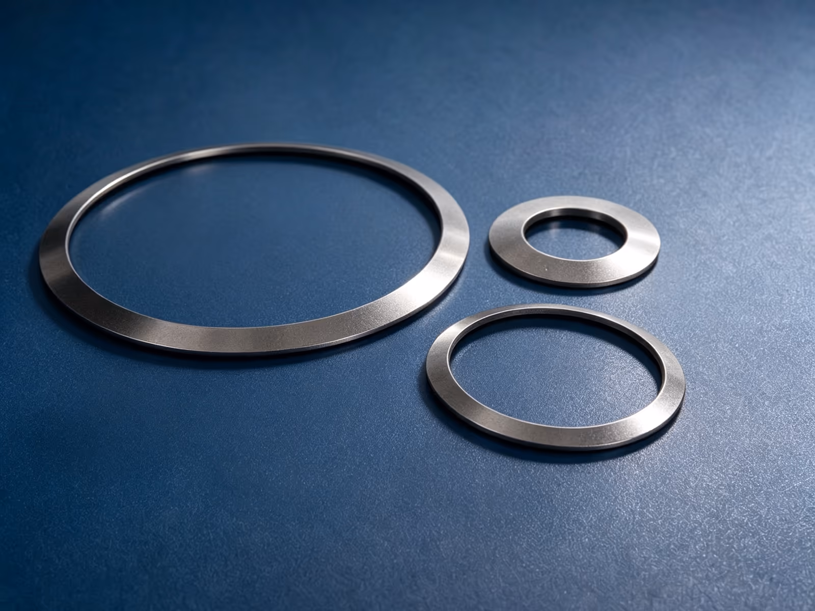 Ball Bearing Disc Springs with blue industrial background