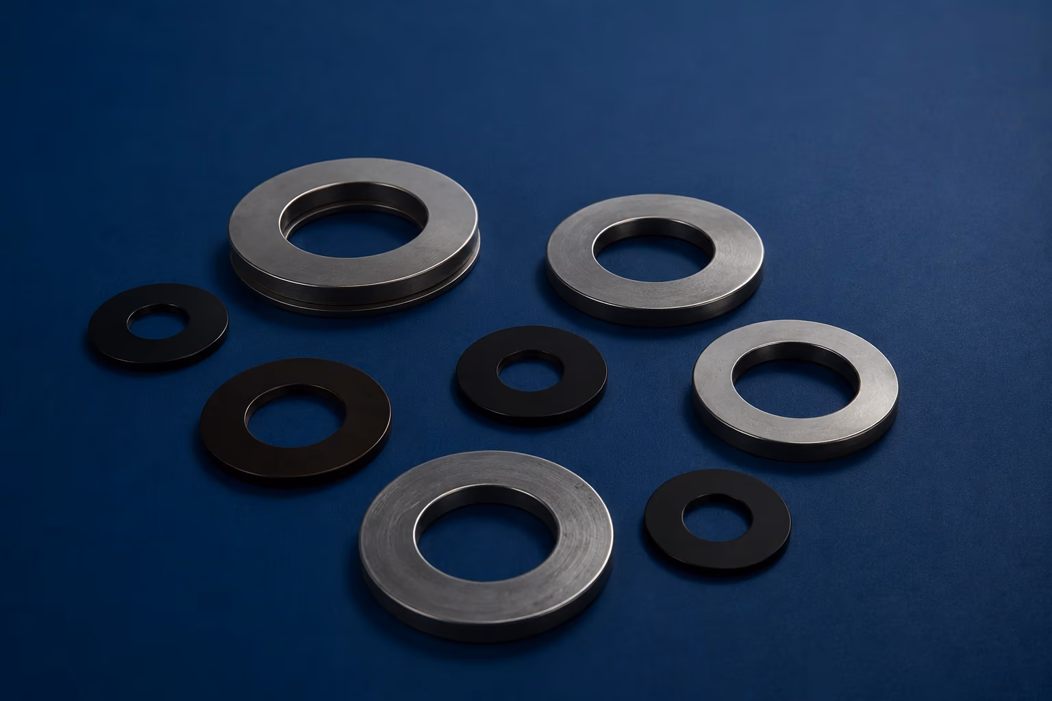Heat Resistance Disc Springs with blue industrial background